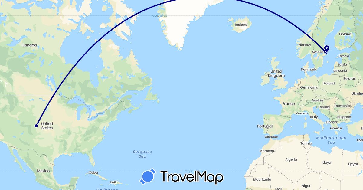 TravelMap itinerary: driving in Sweden, United States (Europe, North America)